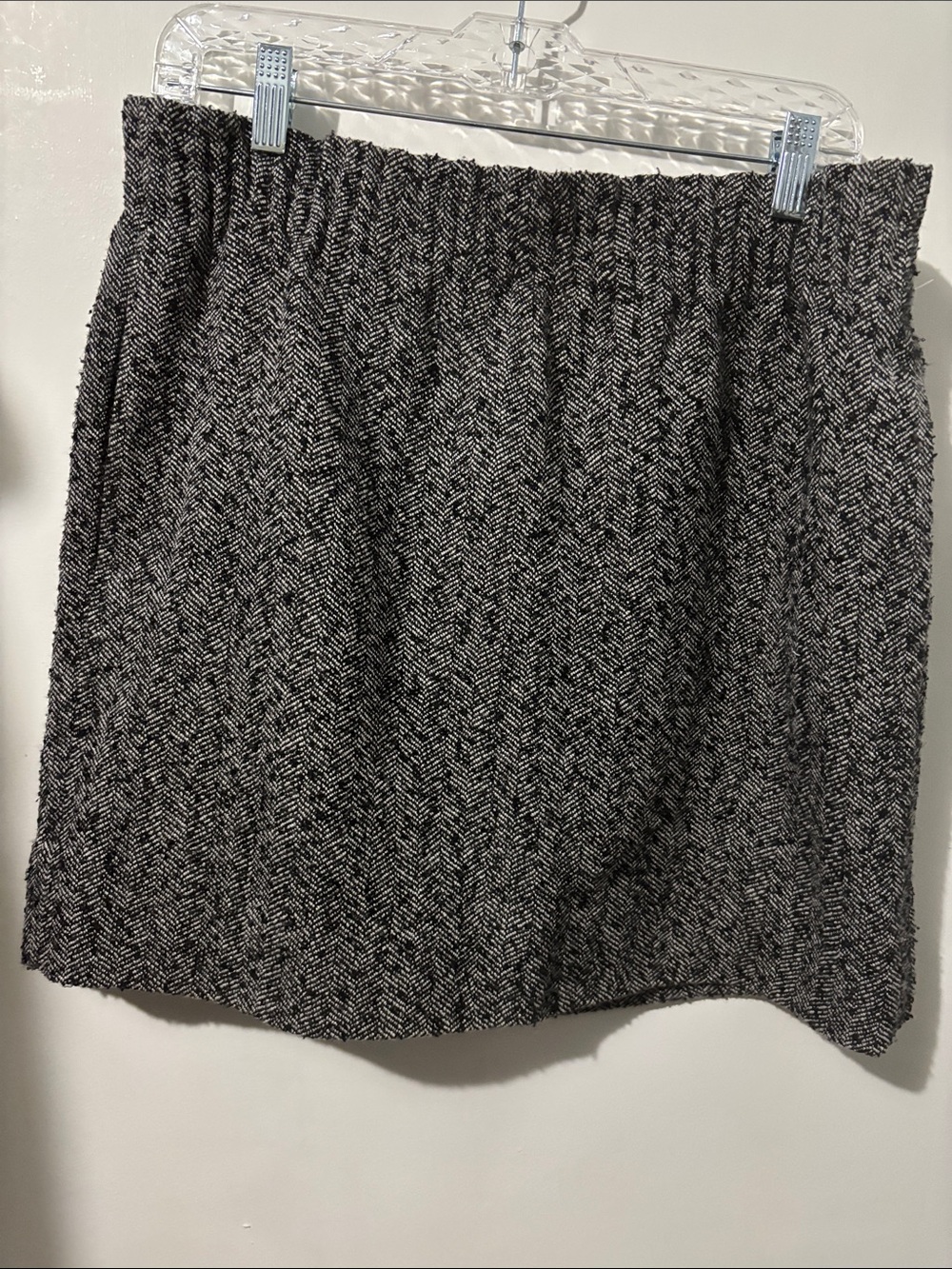 J. Crew Black and Gray Herringbone Mini Skirt